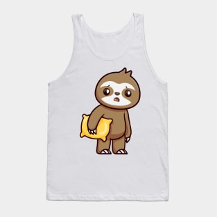 Cute Sleepy Sloth Holding Pillow Tank Top